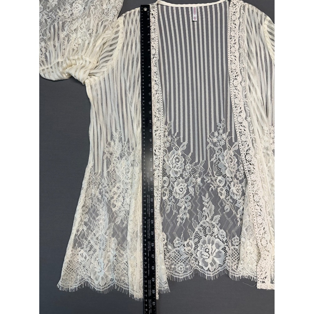NWT* Ivory Lace Xhilaration Sheer Bell Sleeve Open Front Women's Cardigan XL - Picture 4 of 8